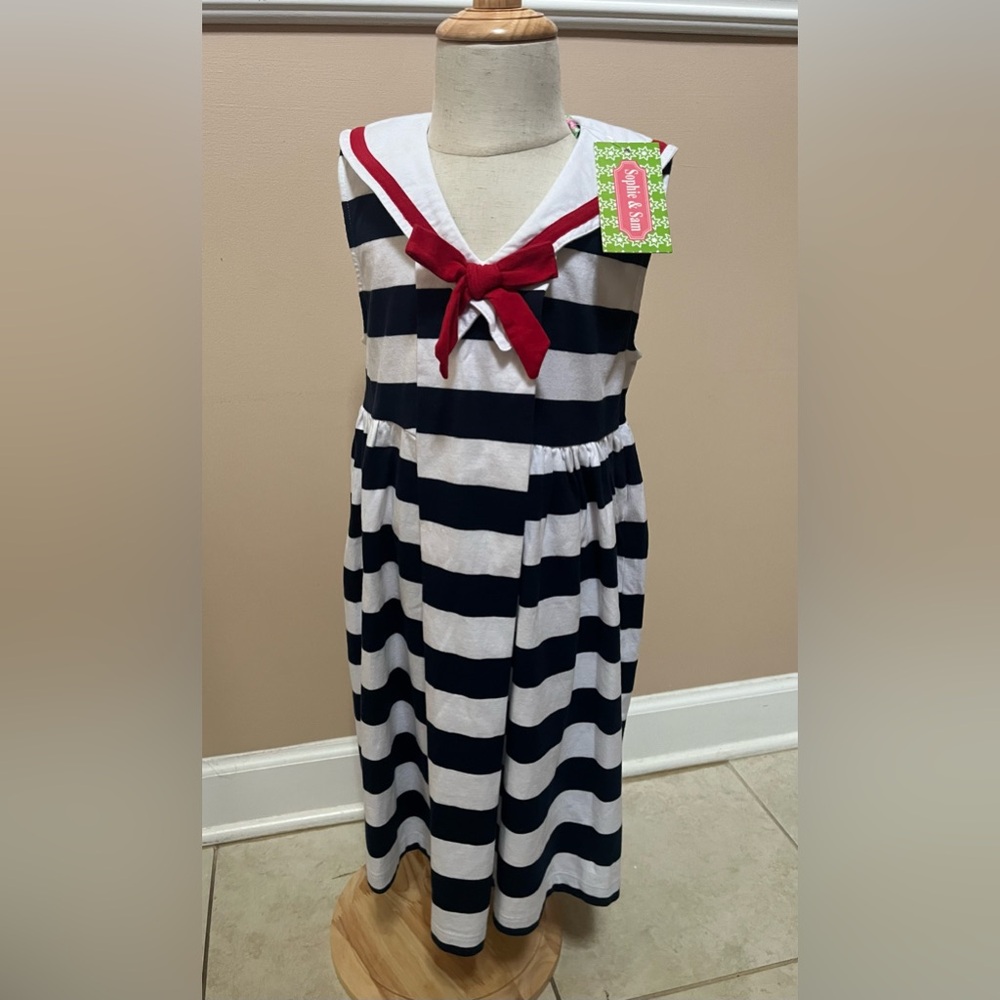 Sophie & Sam Navy & Cream Striped Sailor Dress